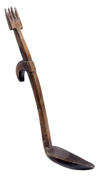 Cuillère-fourchette en bois, à cuilleron...