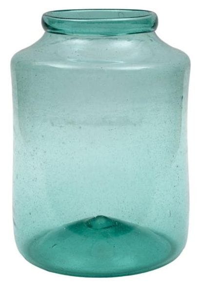 Grand bocal en verre bleu transparent. Panse...