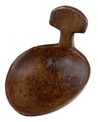 Cuillère à écrémer en hêtre, à cuilleron...