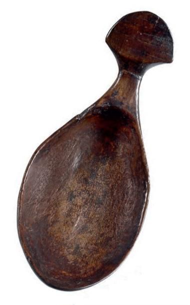 Grande cuillère à écrémer en hêtre, à cuilleron...