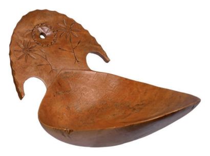 Cuillère à écrémer en buis, à cuilleron ovale...