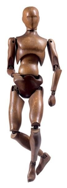 Mannequin d'artiste en noyer, à articulations...