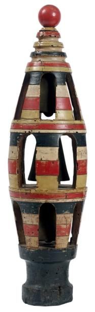 Surjoug en bois polychrome bleu, blanc, rouge...