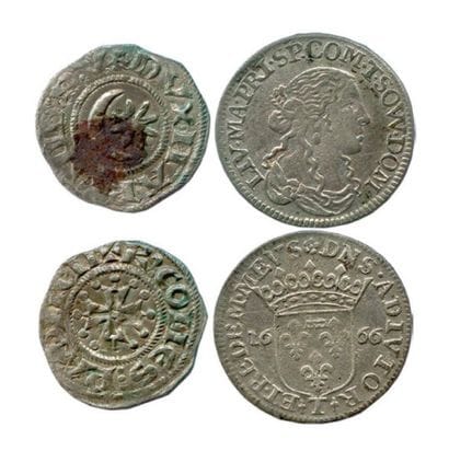 Lot de deux monnaies féodales en argent:
denier...