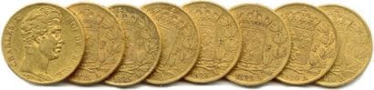 Lot de huit pièces de 20 Francs or Charles...