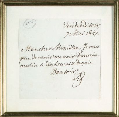 LOUIS-PHILIPPE, roi des Français
Billet autographe...