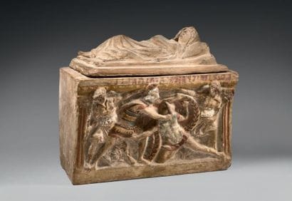 MODÈLE d'un SARCOPHAGE
Terre cuite décorée...