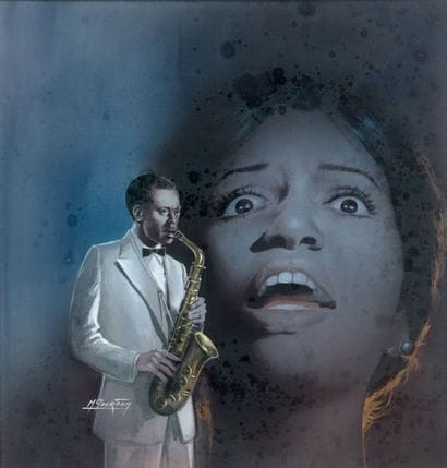 Michel Gourdon (1925-2011)
Joueur de saxophone
Gouache...