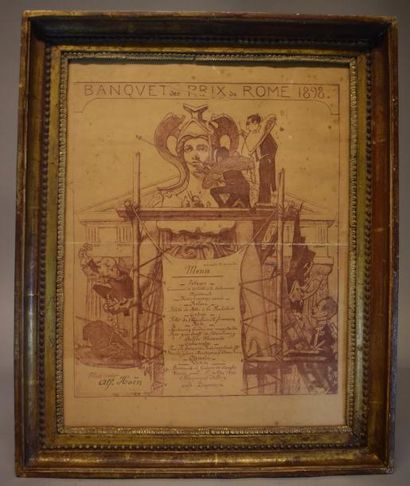 Menu du banquet des prix de Rome 1928. (Pliures.)...