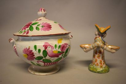 Saleron anthropomorphe de Montagnon et soupière...