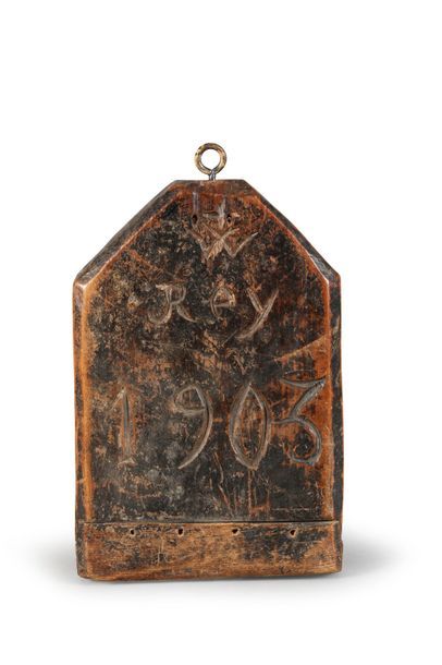 Petit miroir de berger en bois résineux sculpté...