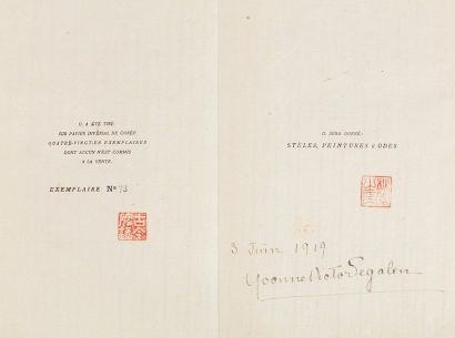 SEGALEN (Victor). Stèles. Pei-King, Pei-T’ang,...