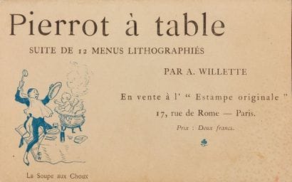 WILLETTE. Pierrot à table. Suite de 12 menus...