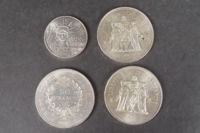 Lot comprenant : 3 pièces de 50F Hercule...