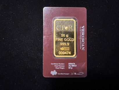 - 1 lingotin 50 g d'or 999.9 - n°9474
sous...