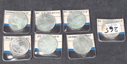 7 pièces en argent de 100 schillings Autriche,...