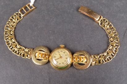 Montre de dame, boîtier et bracelet en or...