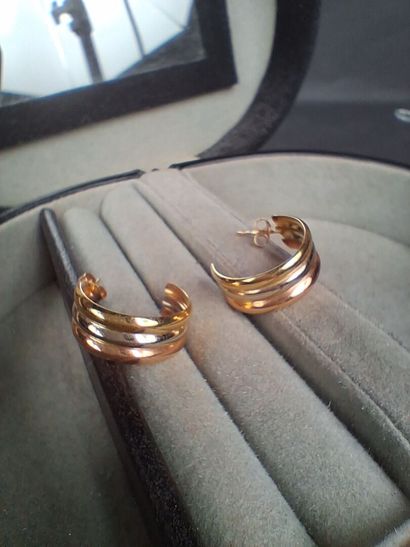 Paire de clous d'oreilles en or trois tons...