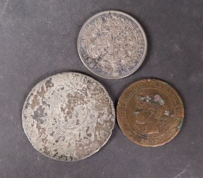 Lot comprenant : 1 pièce en argent 2 kronor...
