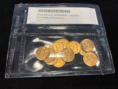 12 pièces de 20 Francs or modèle au Coq
dans...
