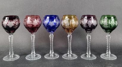 Cristal de Lorraine. Suite de 6 verres en...