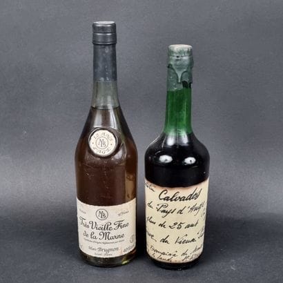 Lot comprenant : 1 b. CALVADOS réserve du...