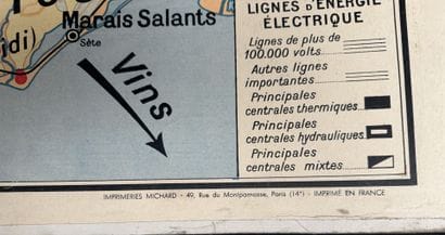 Lot de 5 cartes scolaires en couleurs : régions...