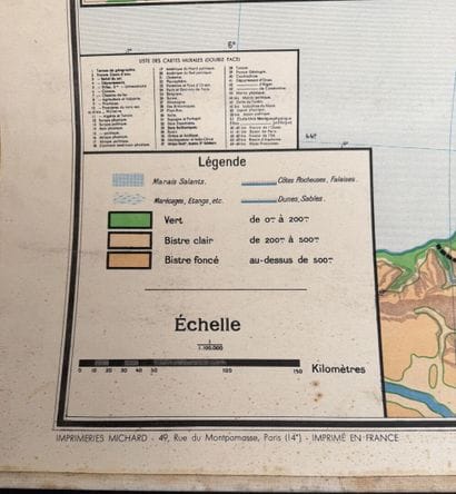Lot de 5 cartes scolaires en couleurs : Cours...