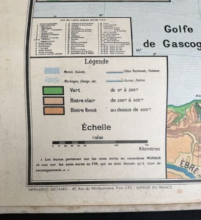 Lot de 5 cartes scolaires en couleurs : Cours...