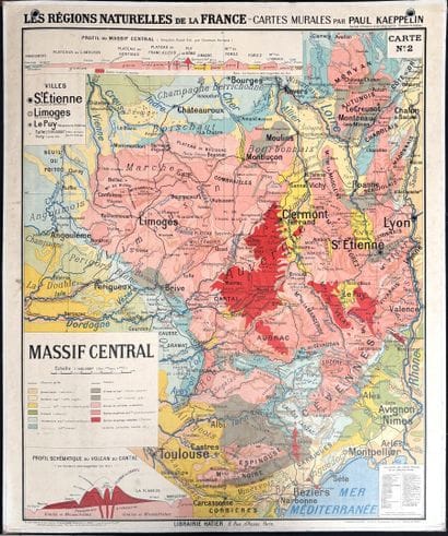 Lot de 5 cartes scolaires en couleurs : régions...