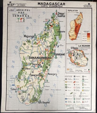 Lot de 4 cartes scolaires en couleurs : Maroc,...