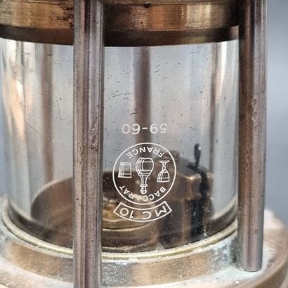 Lampe de sûreté de mineur en acier et laiton,...