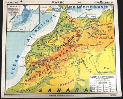 Lot de 4 cartes scolaires en couleurs : Maroc,...