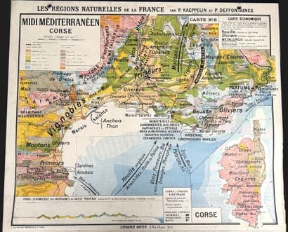 Lot de 5 cartes scolaires en couleurs : régions...
