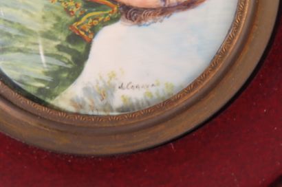 Lot de 5 miniatures à la gouache représentant...
