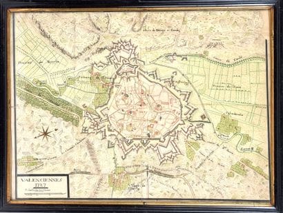 Plan manuscrit en couleurs de la Ville de...