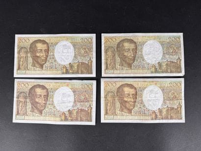 Lot de 4 billets de 200F Montesquieu (petites...