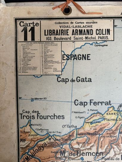 Lot de 5 cartes scolaires en couleurs : Cours...