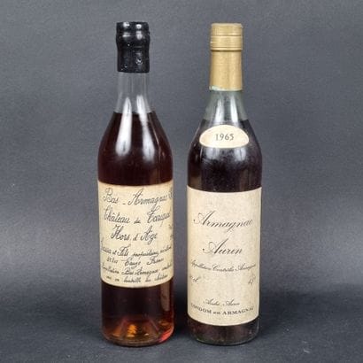 Lot comprenant : 1 b. ARMAGNAC Aurin millésime...