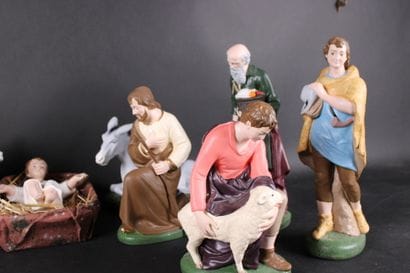 Crèche en plâtre polychrome modèle 