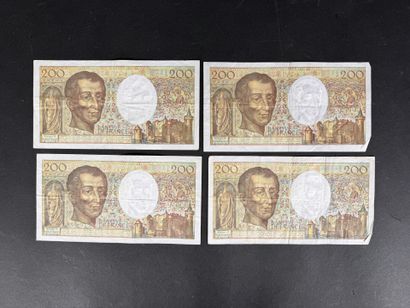 Lot de 4 billets de 200F Montesquieu (petites...