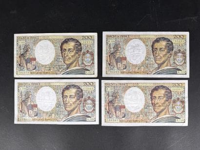 Lot de 4 billets de 200F Montesquieu (petites...