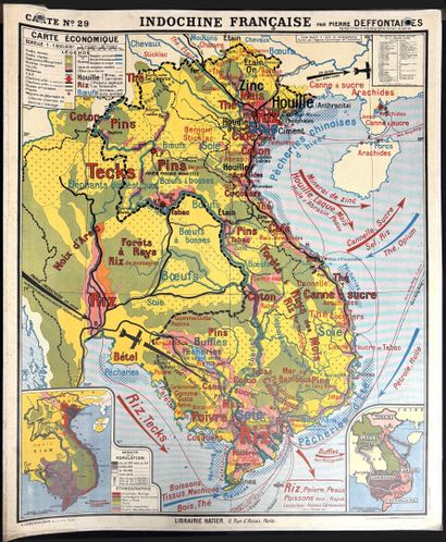 Lot de 5 cartes scolaires en couleurs : L'Italie...