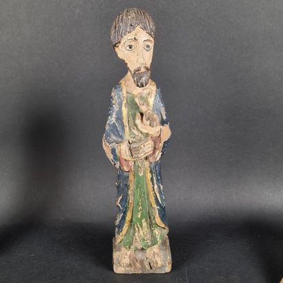 Lot comprenant : 1 Vierge à l'Enfant en bois...