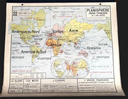 Lot de 5 cartes scolaires en couleurs : Cours...