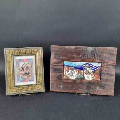 Lot comprenant : 1 miniature à la gouache,...