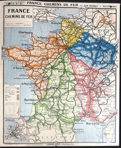 Lot de 5 cartes scolaires en couleurs : régions...