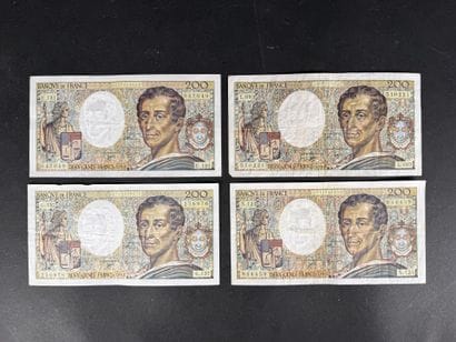 Lot de 4 billets de 200F Montesquieu (petites...