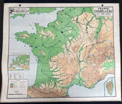 Lot de 5 cartes scolaires en couleurs : Cours...
