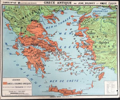 Lot de 5 cartes scolaires en couleurs : L'Italie...